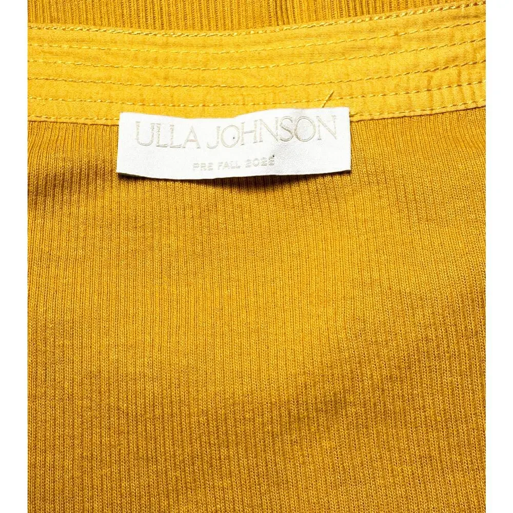 Ulla Johnson Janette Ribbed Puff Sleeve Knit Top Yellow Women's Small